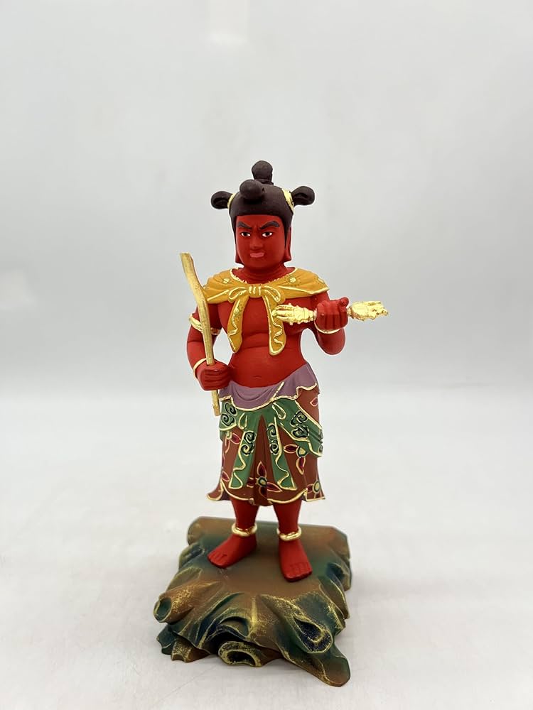 明治期・石仏「不動三尊像」不動明王・脇侍眷属・矜羯羅童子・制多迦童子・寺院・特大 仏像☆ヒバ材 矜羯羅童子・制た迦童子 5.0寸立☆不動明王の脇侍
